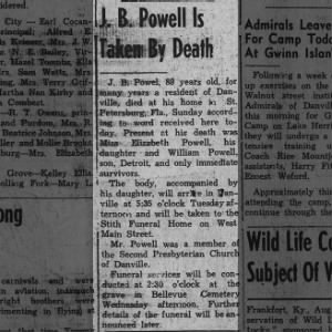 JB Powell obit 1939